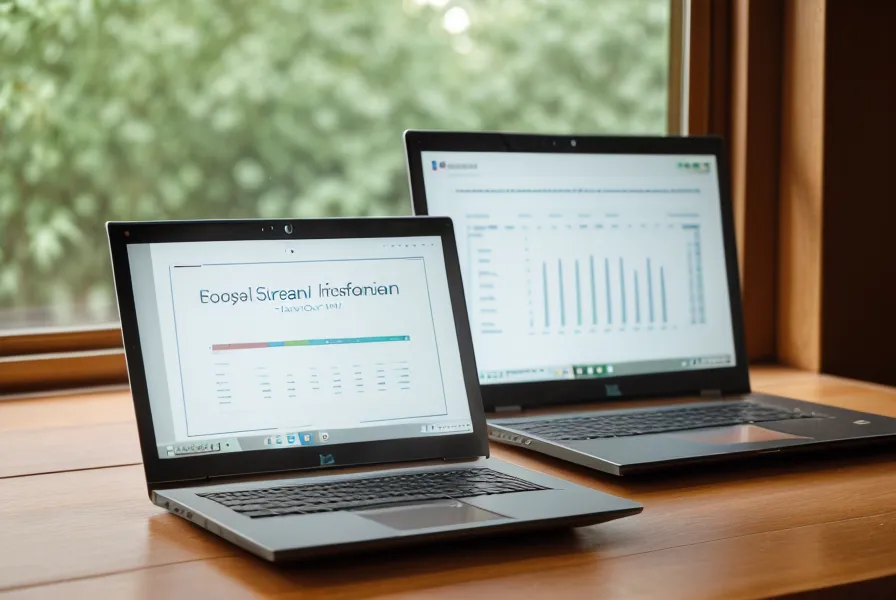 Nahaufnahme eines Laptops mit Statistiken und einer Tasse Kaffee auf einem Holztisch.
